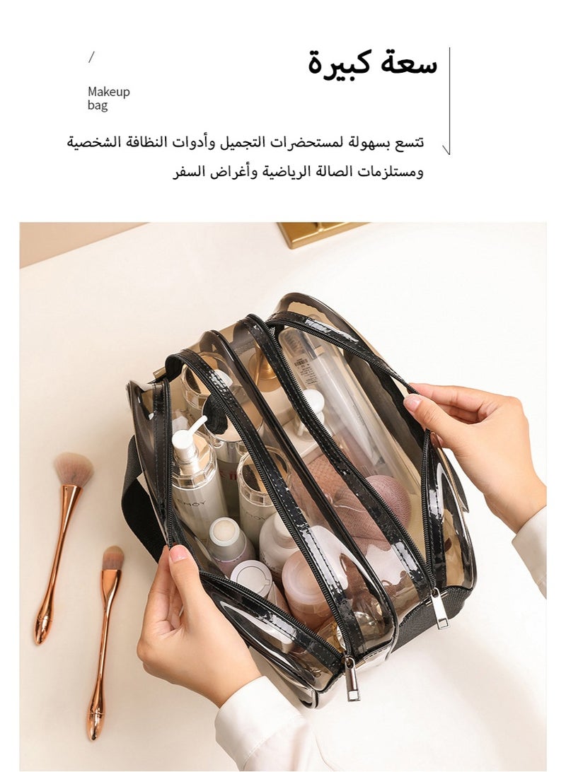 Large Transparent Toiletries Bag for Travel - Waterproof Double-Layer Cosmetic & Makeup Organizer with Double Zipper - TSA Compliant Carry-On for Men & Women, Ideal for Hajj, Umrah, Beach & Gym - Image 3